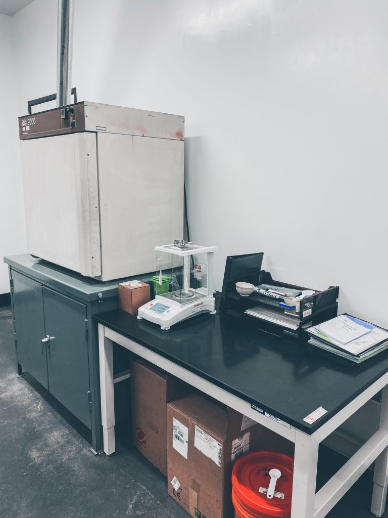 Drying oven and sample weigh station